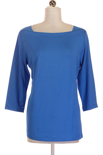 Modré Jednoduché Dámské Tričko S Dlouhým Rukávem Vel. 42