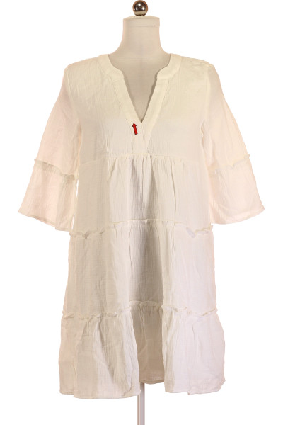 Bílé Letní šaty S Krátkým Rukávem REVIEW Outlet Vel. M