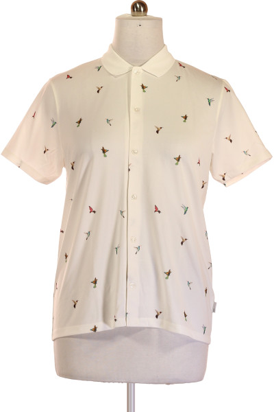 Bílá Vzorovaná Pánská Košile s Krátkým Rukávem BURTON Vel. L