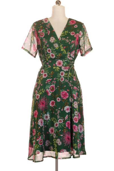 Zelené Letní šaty s Krátkým Rukávem Yumi Outlet Vel. S