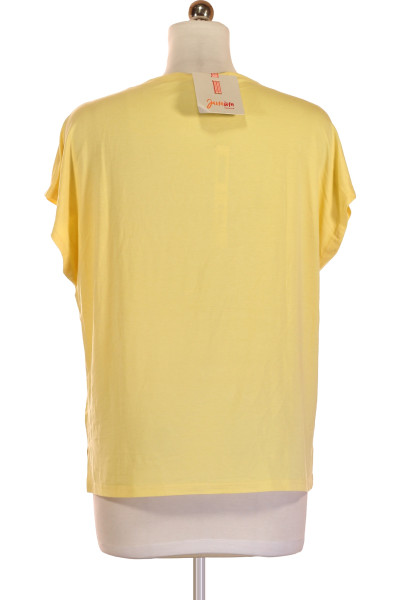 Žluté Jednoduché Dámské Tričko s Krátkým Rukávem Vel. 40