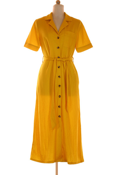 Žluté Letní šaty S Krátkým Rukávem Warehouse Vel. 38