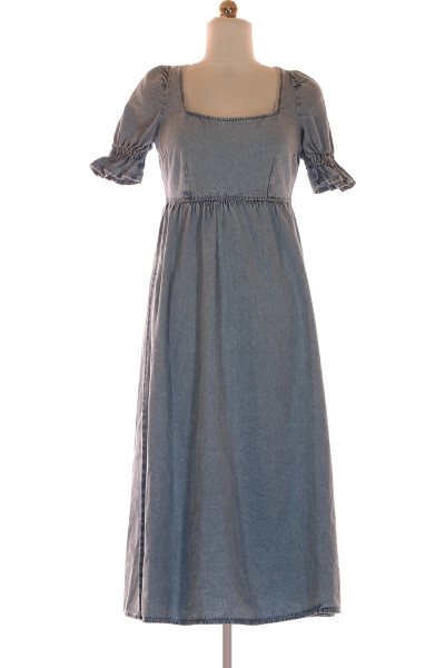 Modré Džínové šaty S Krátkým Rukávem River Island Vel. 34