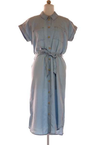 Modré Džínové šaty S Krátkým Rukávem ONLY Outlet Vel. XS