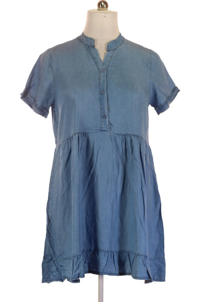 Modré Košilové šaty S Krátkým Rukávem Zabaione Vel. XL