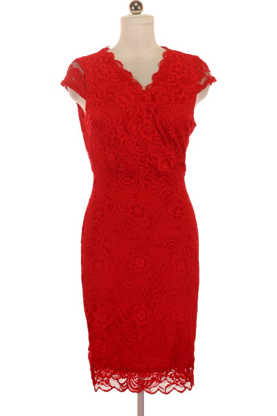 Červené Společenské šaty S Krátkým Rukávem Lipsy Vel. 42
