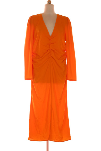 Oranžové Společenské Šaty S Dlouhým Rukávem Monki Vel. 48