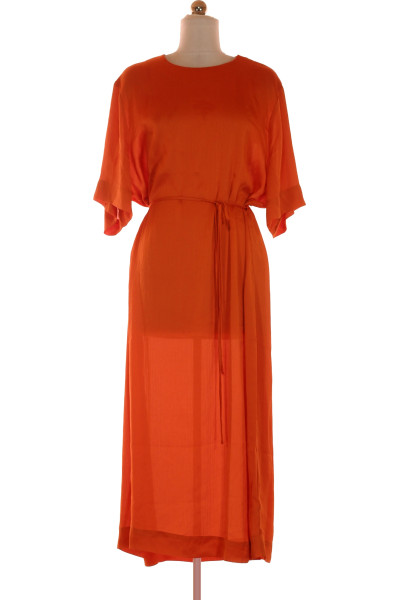 Oranžové Letní šaty S Krátkým Rukávem Warehouse Vel.  44