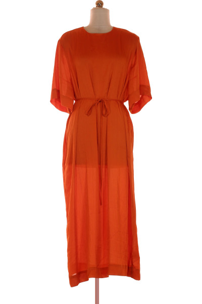 Oranžové Letní šaty S Krátkým Rukávem Warehouse