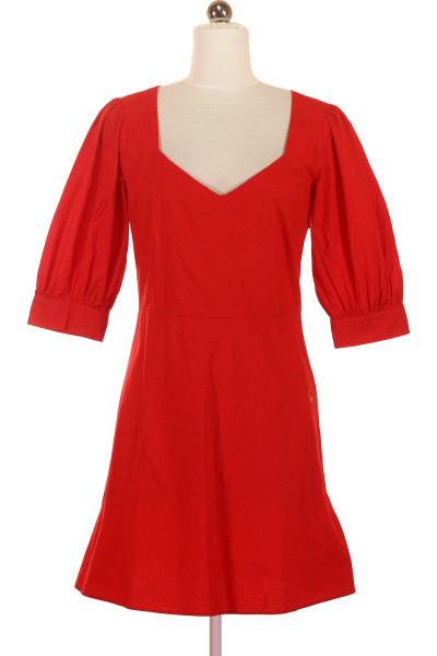 Červené Letní šaty S Krátkým Rukávem Second Hand Vel.  38