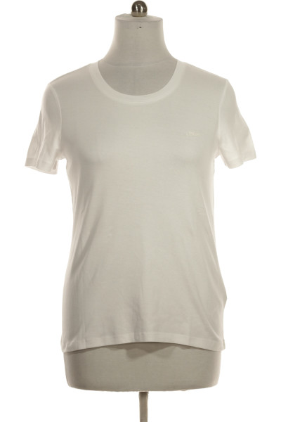 Bílé Jednoduché Pánské Tričko S Krátkým Rukávem S.OLIVER Vel. 46