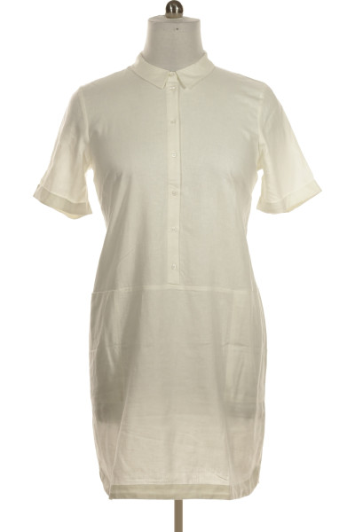 Bílé Lněné Košilové šaty S Krátkým Rukávem Re.draft Vel. 38