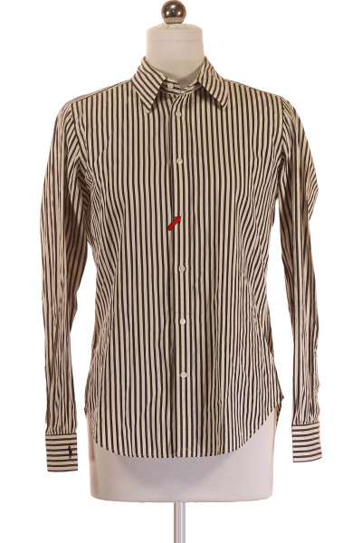 Černobílá Vzorovaná Pánská Košile S Dlouhým Rukávem Ralph Lauren Vel.  S