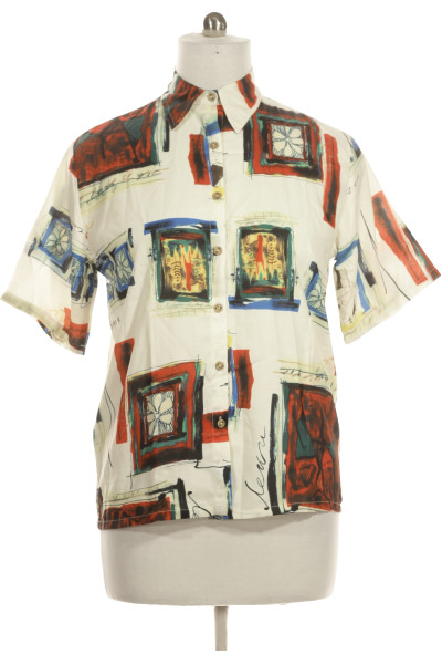 Barevná Vzorovaná Dámská Košile S Krátkým Rukávem Shein Vel.  L