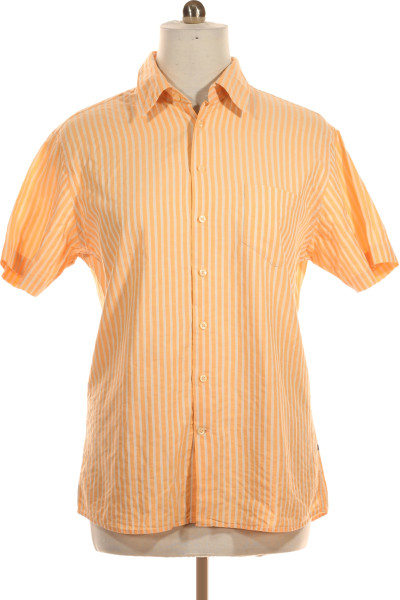 Oranžová Vzorovaná Pánská Košile S Krátkým Rukávem Vel. XL