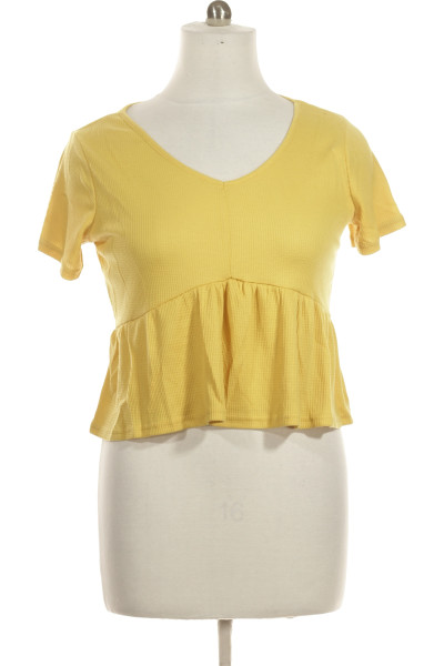 Žluté Jednoduché Dámské Tričko S Krátkým Rukávem Shein Vel.  L