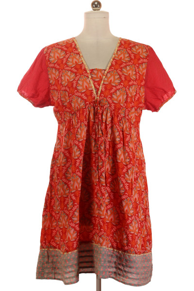 Červené Letní šaty S Krátkým Rukávem Deerberg Vel. XL