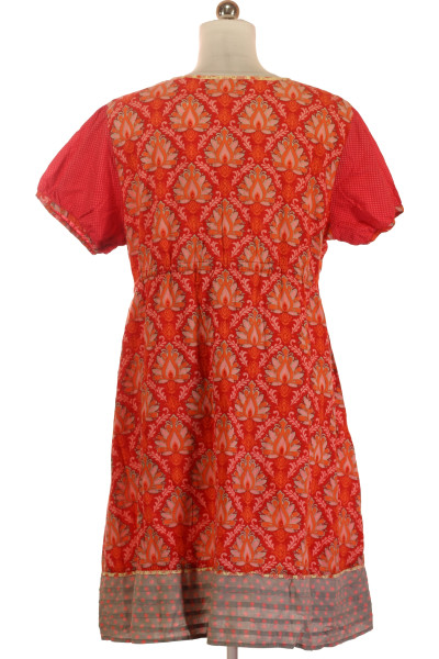 Červené Letní šaty s Krátkým Rukávem Deerberg Vel. XL