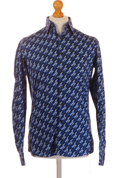 Modrá Vzorovaná Pánská Košile S Dlouhým Rukávem OLYMP Vel. 38