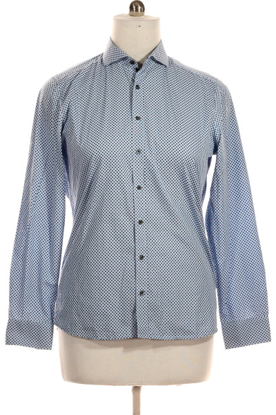 Modrá Vzorovaná Pánská Košile S Dlouhým Rukávem OLYMP Vel.  42