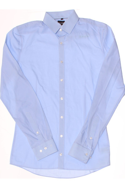 Přitažlivá Modrá Pánská Košile Jednobarevná Second Hand Vel. 36
