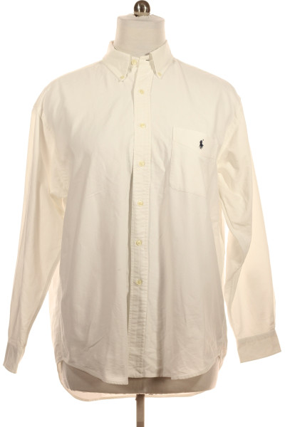 Bílá Pánská Košile Jednobarevná Vel.  L