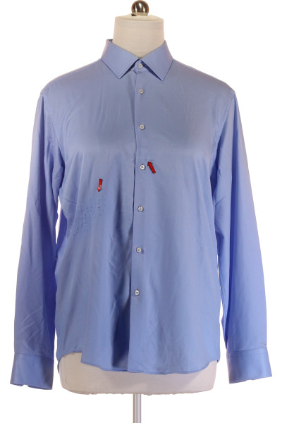 Modrá Pánská Košile Jednobarevná Hugo Boss Vel. 44,XL
