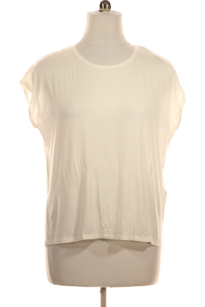 Bílé Lyocellové Jednoduché Dámské Tričko S Krátkým Rukávem VERO MODA