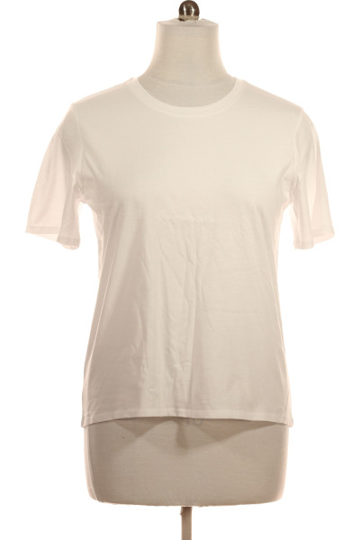 Bílé Bavlněné Jednoduché Dámské Tričko S Krátkým Rukávem ONLY