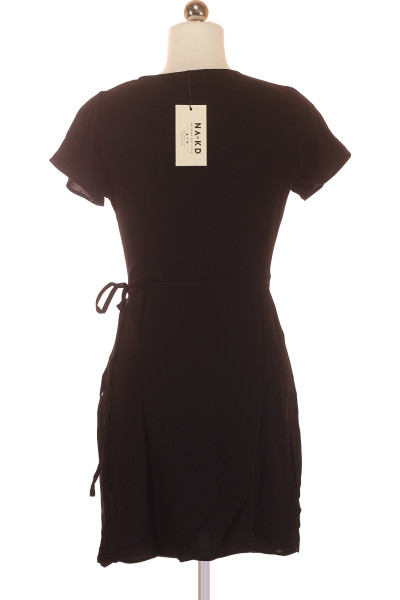 Černé Letní šaty s Krátkým Rukávem NA-KD