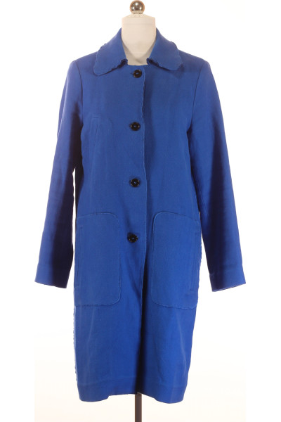 Dlouhý Bavlněný Kabát Modrá Marc O´Polo S Volným Střihem Na Podzim