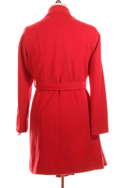 s.OLIVER Dlouhý dámský kabát s páskem v červeném odstínu