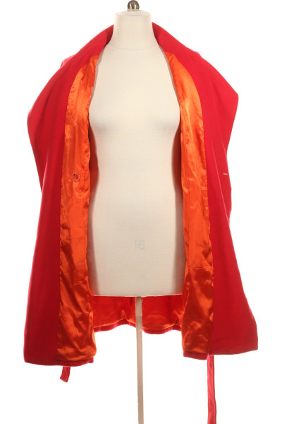 s.OLIVER Dlouhý dámský kabát s páskem v červeném odstínu
