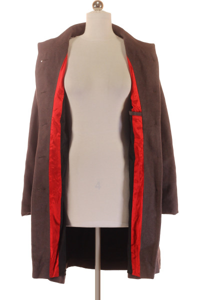 Elegantní dlouhý vlněný kabát COMMA v tmavě hnědé, podzimní trend