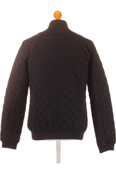 Prošívaná jarní bunda ZARA pro muže, černá, polyester, lehká