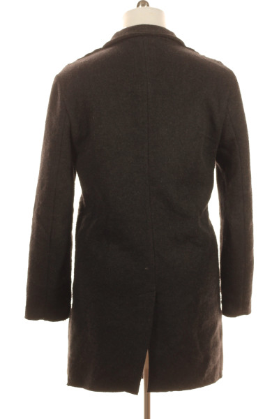REVIEW Pánský vlněný kabát ve stylu peacoat, slim fit, tmavě šedý