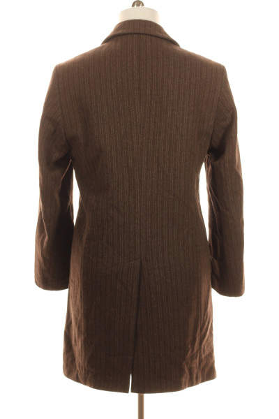 Elegantní Pánský Vlněný Kabát CINQUE v Kávové Barvě s Pruhovaným Vzorem a Slim Střihem