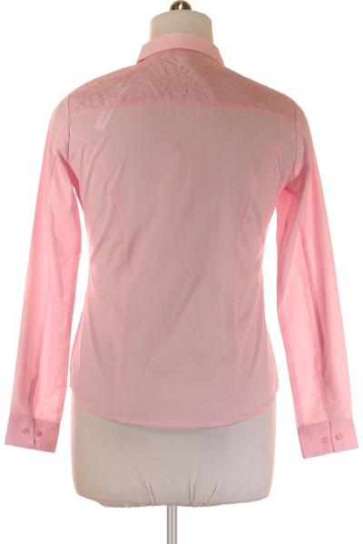 Růžová Polyesterová Společenská Košile s Dlouhým Rukávem 