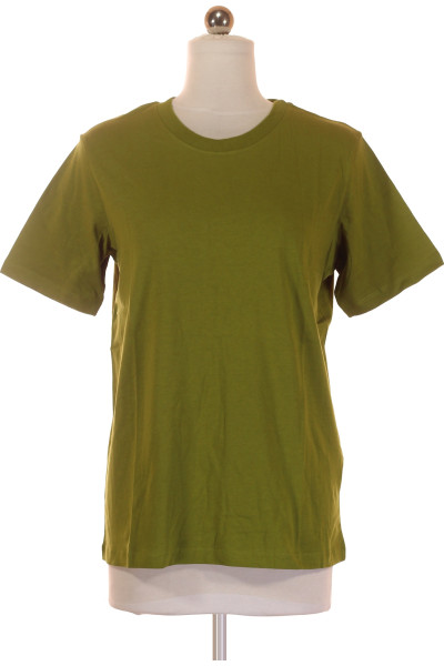 Zelené Bavlněné Jednoduché Dámské Tričko S Krátkým Rukávem JJXX