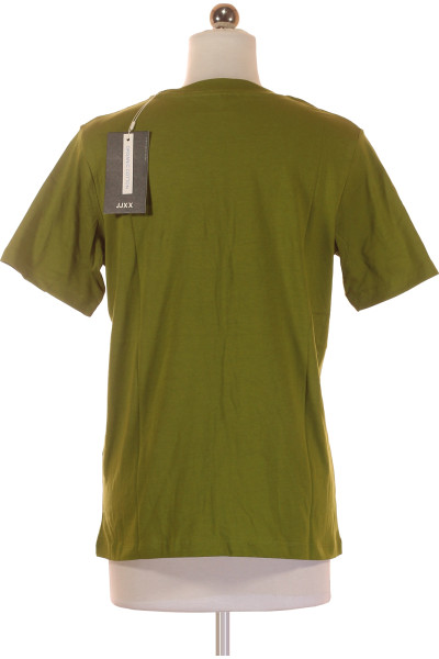 Zelené Bavlněné Jednoduché Dámské Tričko s Krátkým Rukávem JJXX