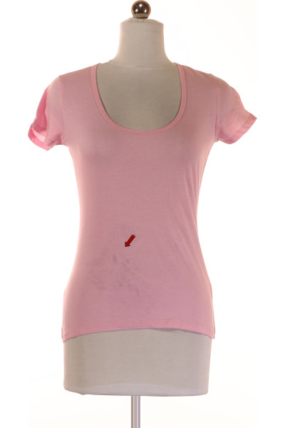 Růžové Jednoduché Dámské Tričko Vel.  XS