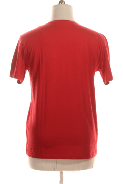 Červené Bavlněné Pánské Tričko s Krátkým Rukávem a  Potiskem GAS