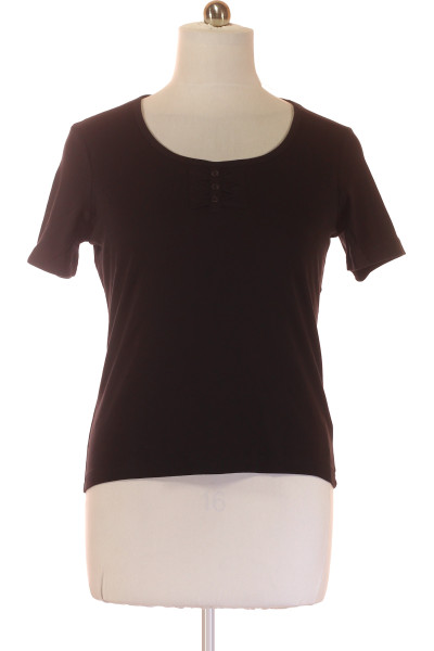 Černé Bavlněné Jednoduché Dámské Tričko S Krátkým Rukávem 