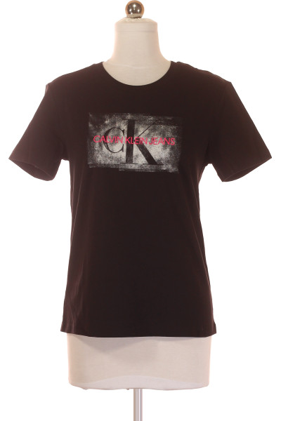 Černé Bavlněné Dámské Tričko S Potiskem Calvin Klein