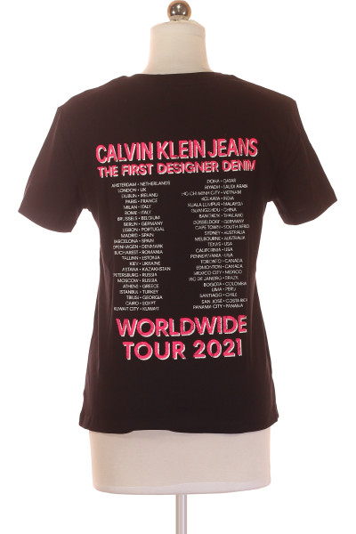 Černé Bavlněné Dámské Tričko s Potiskem Calvin Klein