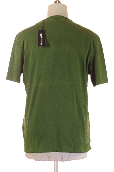 Zelené Bavlněné Jednoduché Pánské Tričko s Krátkým Rukávem GAS