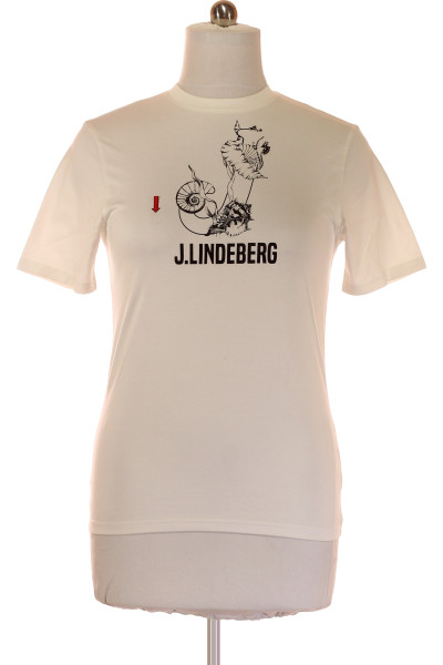 Působivé Bílé Pánské Tričko S Potiskem J.Lindeberg Vel. XS