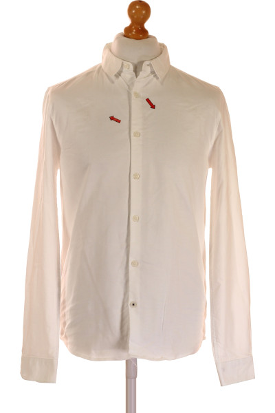 Bílá Pánská Košile Jednobarevná MANGO Vel.  L