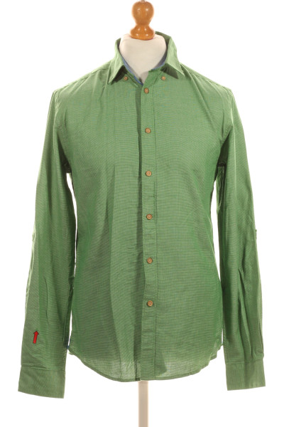 Zelená Vzorovaná Pánská Košile SPRINGFIELD Second Hand Vel. M