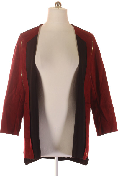 Elegantní krátký dámský kabát Cortefiel v burgundské barvě s kovovým zipem